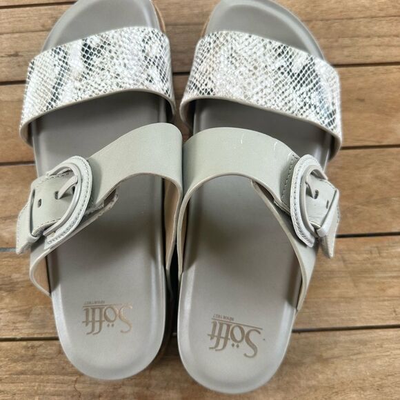 SOFFT AMALFI SNAKE EMBOSSED SLIP-ON LEATHER SLIDE SANDALS 8.5 - Picture 5 of 8